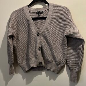 Poof! Women's Ribbed Button-Up Cardigan - Taupe